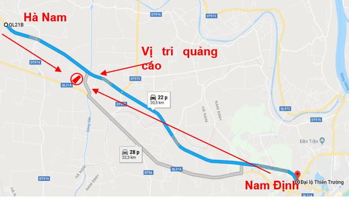 Quảng cáo pano Miền Trung trên QL 21B, HÀ NAM – NAM ĐỊNH