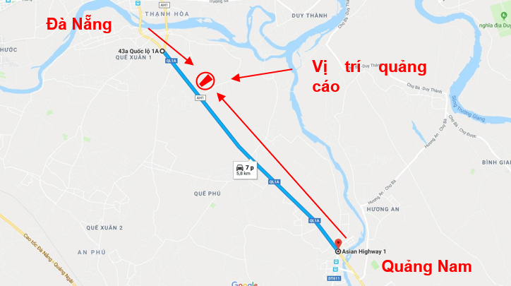 Quảng cáo pano Miền Trung - QL1A, ĐÀ NẴNG – TAM KỲ 