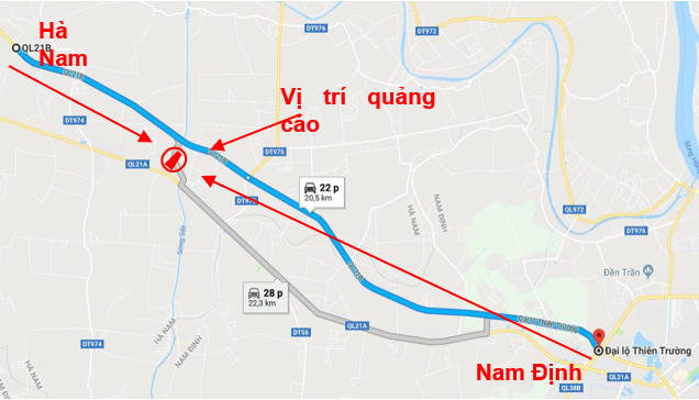 Quảng cáo pano Miền Trung trên QL 21B, HÀ NAM – NAM ĐỊNH