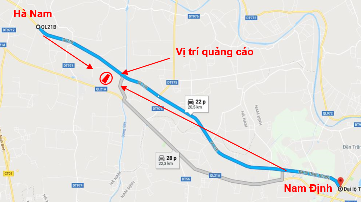 Quảng cáo pano Miền Trung trên QL 21B, HÀ NAM – NAM ĐỊNH