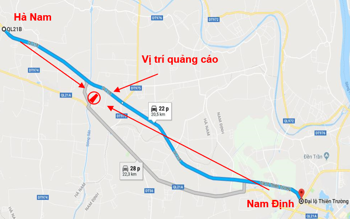 Quảng cáo pano Miền Trung trên QL 21B, HÀ NAM – NAM ĐỊNH